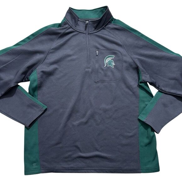 Colosseum Michigan State Spartans 1/4 Zip Pullover Men's Large Fleece Gray MSU - Picture 1 of 6